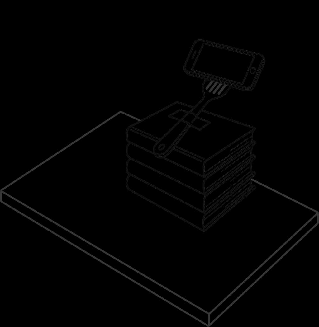 Diagram showing how to set up your tracking device with a spatula